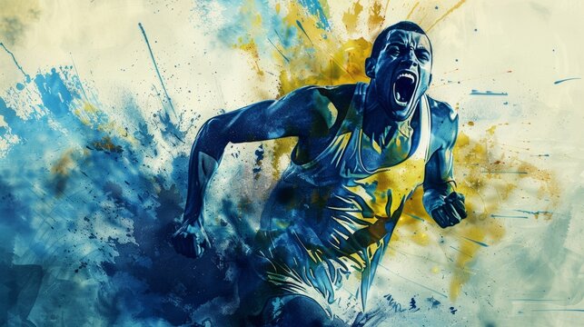 Professional runner on abstract colorful graphic background