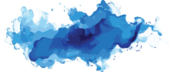 High Quality Vector Graphic, Blue Watercolor Stain on Transparent Background.