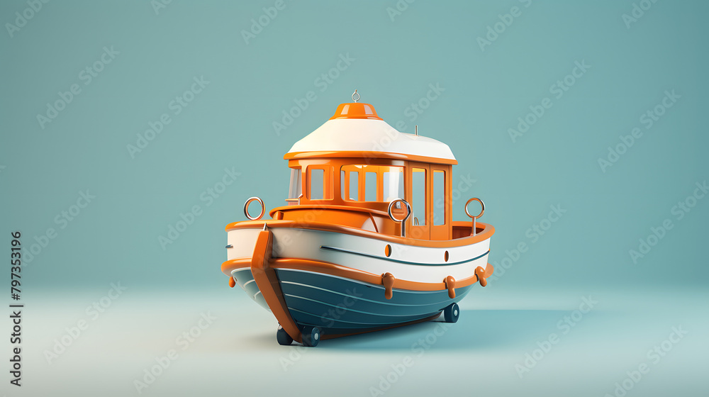 Wall mural boat machine icon 3d