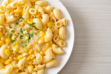 macaroni creamy corn cheese on plate