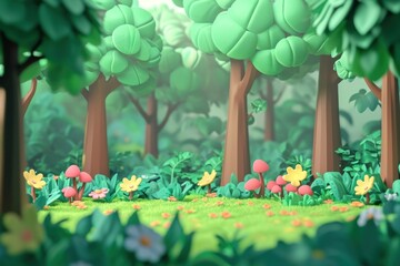 Cute forest fantasy background cartoon outdoors nature.