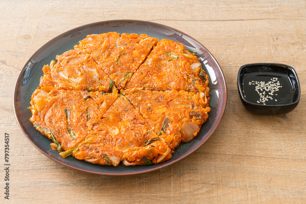 Poster Korean Kimchi pancake or Kimchijeon