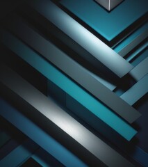 Obraz premium A sleek and modern background with geometric patterns in shades of blue, grey, black, and silver. 