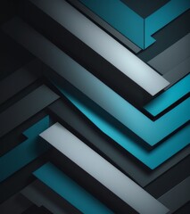 Obraz premium A sleek and modern background with geometric patterns in shades of blue, grey, black, and silver. 