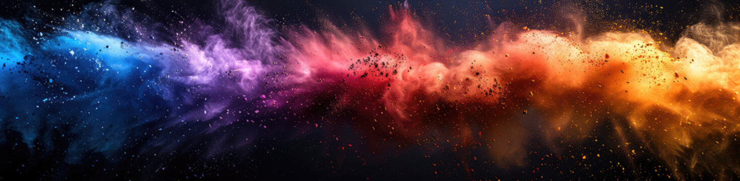  A vibrant explosion of colors representing the four elements, with red flames for fire. Created with Ai