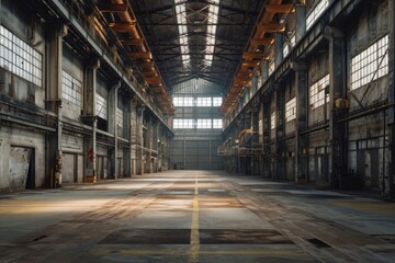 Empty scene of factory architecture warehouse building. - Powered by Adobe