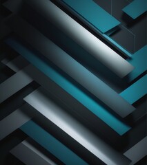 Obraz premium A sleek and modern background with geometric patterns in shades of blue, grey, black, and silver. 