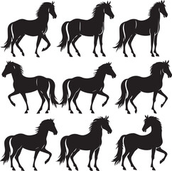 horse silhouettes set