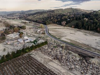 Eskdale Valley and orchids covered in silt from the Cyclone Gabrielle natural disaster. Eskdale,...