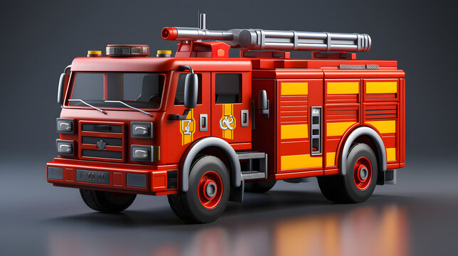 Fire engine machine 3d