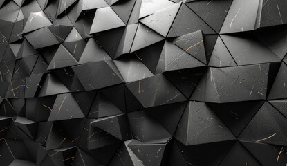 Black abstract background with geometric patterns and triangles for modern design. Created with Ai