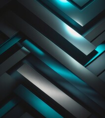 Obraz premium A sleek and modern background with geometric patterns in shades of blue, grey, black, and silver. 