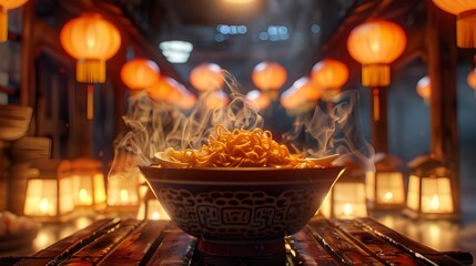 hot bowl of freshly made noodles