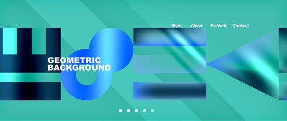 Aqua circles and triangles on a green background create a geometric design. Perfect for logos, graphics, or as a backdrop for electronic devices