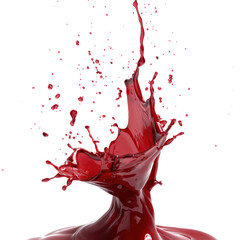 Floating spill of red liquid of effect isolate on transparent png.