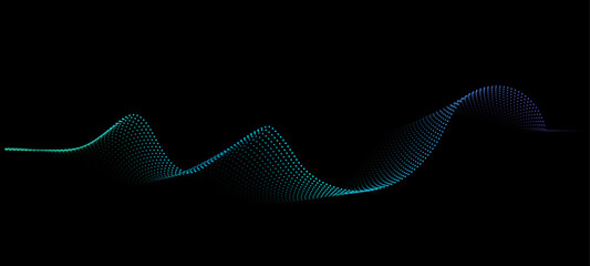 Vector in concept of AI technology, science, music.
wave pattern, blue and green color isolated on black background.