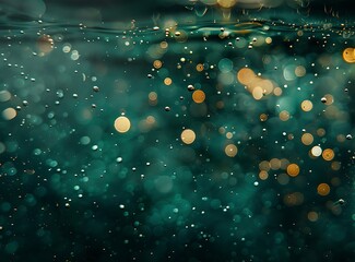 underwater photography teal water with bubbles and lights dark green background underwater photography blurred underwater light reflections depth of field bokeh effect high resolution