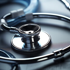 Stethoscope on a medical background. 3d rendering toned image