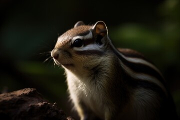 a chipmunk looking up