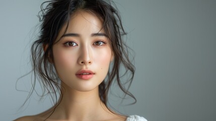 A woman with dark hair and a dark eye brows