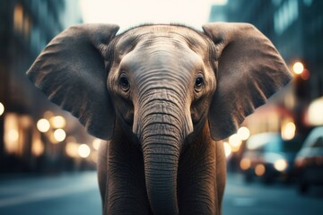 an elephant standing on a street