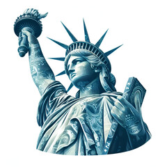 statue of liberty isolated on white background.