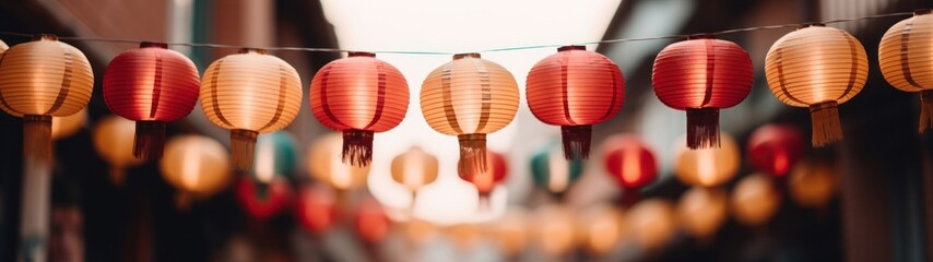 Fototapeta premium a group of lanterns from a string