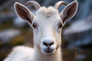 a close up of a goat