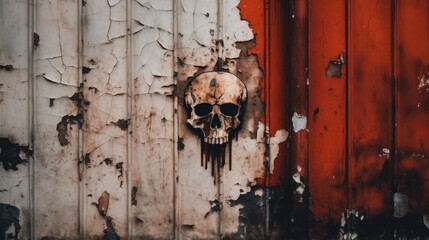 a skull on a wall