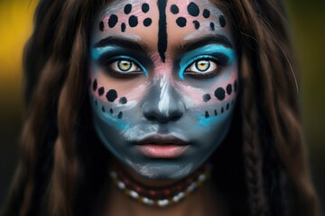 a woman with a painted face