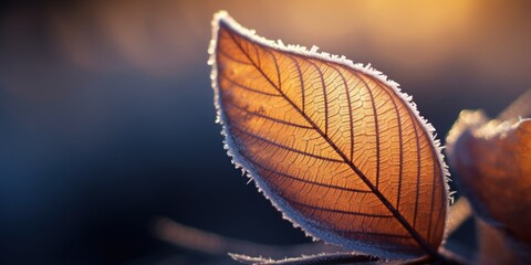 a leaf with frost on it