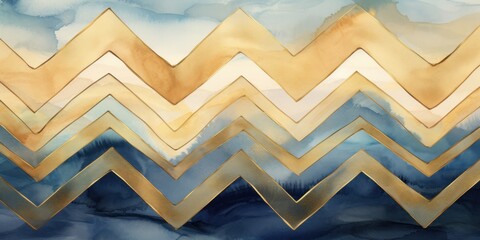a blue and gold zigzag lines