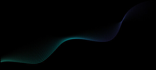 Vector in concept of AI technology, science, music.
wave pattern, blue and green color isolated on black background.