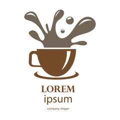 logo design of hot coffee in a glass with smoke