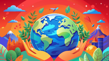 globe, holding, nature and environmental protection for poster, banner or background.Hold the World in Your Hands: Nature & Environment Protection.Our Planet, Our Future: Protect the Earth. the eco