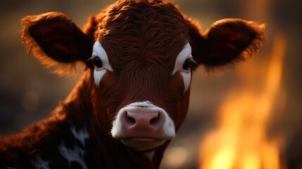 a close up of a cow