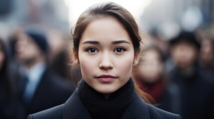 Obraz premium a woman with brown hair and a scarf