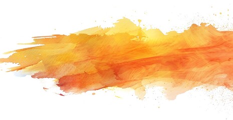 Watercolor brush strokes of orange and yellow color isolated on a white background vector...