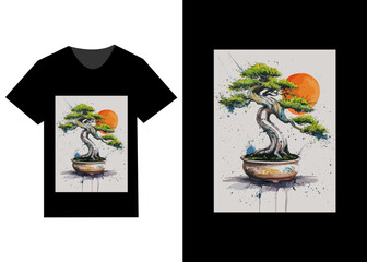 Obraz premium Vector Bonsai tree lover T shirt design. Bonsai tree vector.