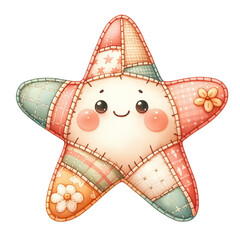 A star made of fabric with a smiling face on it