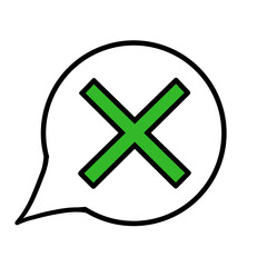 吹き出し（バツ・緑・左下）