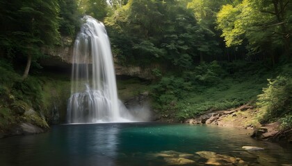 Fototapeta na wymiar A majestic waterfall cascading down into a forest upscaled 7