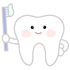 Image of a tooth character holding a toothbrush
