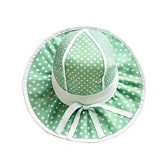 Seafoam green and white polka dot sunbonnet on a transparent background, PNG Format