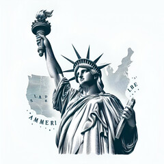 Obraz premium statue of liberty city with white background.