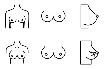 Boob vector icon set, breast symbol. Modern, vector illustration on white background