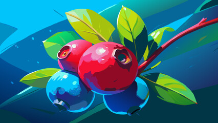 blueberries, watercolor drawing of a red berry by hand. Watercolor illustration of blueberries. Delicious berries. Blueberry abstraction. The best summer berries