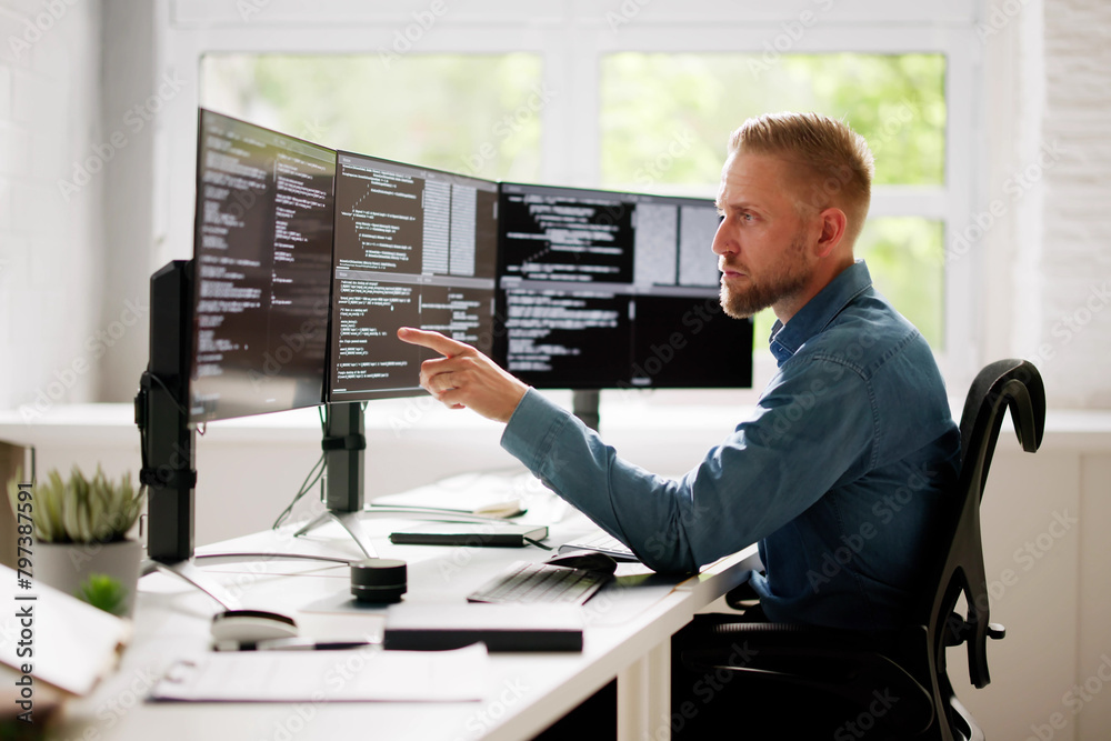 Poster Web Developer Coding On Computer