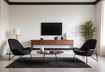 Frame mockup, ISO A paper size. Living room poster mockup. Interior mockup with house white background. Modern interior design. 3D render