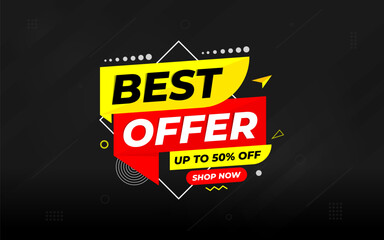 Best Offer sale banner vector template. Offer banner. Sale offer and discounts background, Offer Promotion marketing poster design for web and Social. Vector Illustration.